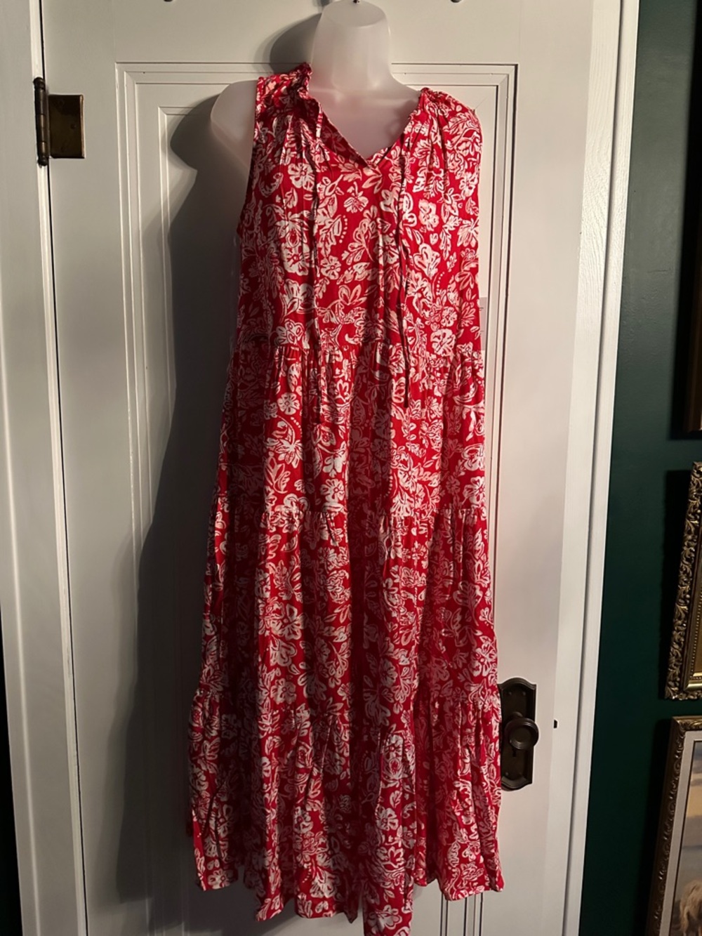 croft & barrow Red and White Floral Maxi Dress